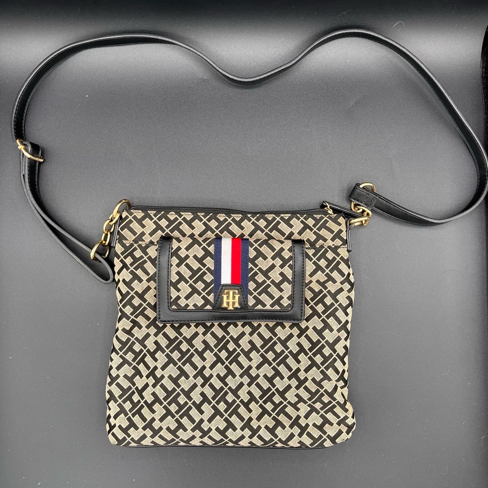 Tommy Hilfiger Black and Tan Crossbody Bag